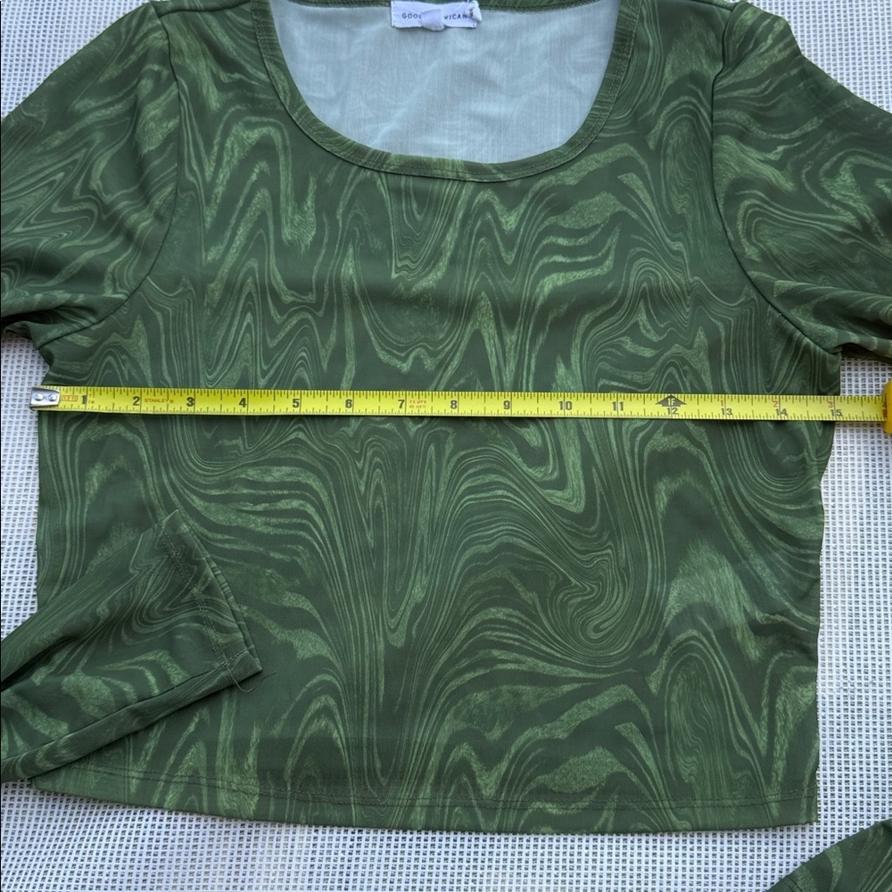 Good American womens Swirl Pattern Green Blouse size 1 - Picture 4 of 8